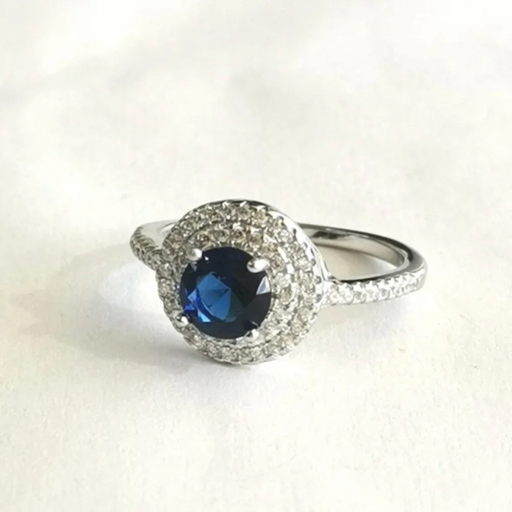 Lab Created Sapphire CZ Halo Ring size 8